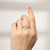 Art Selection Korean Plated 18K Geometric Open Ring New Pin Design Ring U-shaped Zircon Ring ULUA