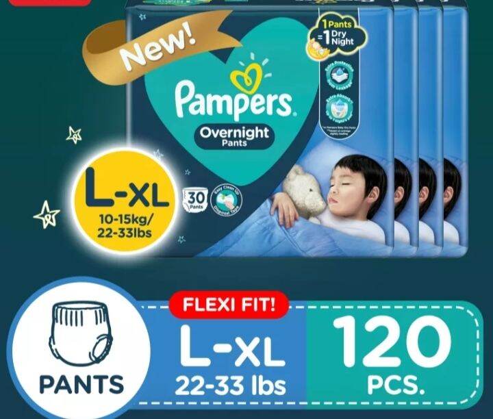 Pampers Overnight Diaper Pants Large up to XL 30 x 4 packs (120 diapers