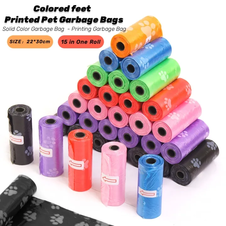 Colored feet Printed Pet Garbage Bags Clean Garbage Bags Dog Trash Poop