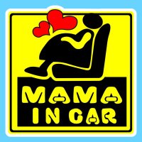 PND24 Mama in Car สติ๊กเกอร์ มีคนท้องในรถ Pregnant in car คนท้องขับรถ สติ๊กเกอร์ติดรถ สติกเกอร์ การ์ตูน ติดรถ กันน้ำ ไวนิล