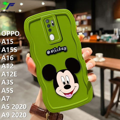 JieFie เคสโทรศัพท์มิกกี้เมาส์สำหรับ OPPO A9 2020 / A5 2020 / A15 / A15S / A5S / A3S / A12 / A16 / A12E / A7 ขอบคลื่นนุ่มปกป้องกล้อง TPU