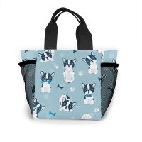 Women French Bulldog Handbag Kawaii Eco Shopper Handbag Girl Casual Canvas Top-handle Bag Shopping Beach Tote Bag