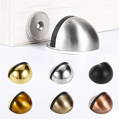Stainless Steel Rubber Magnetic Door Stopper Non Punching Sticker Hidden Door Holders Floor Mounted Nail-free Door Stops Decorative Door Stops
