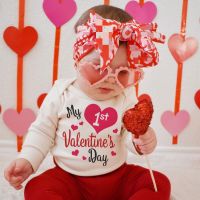 Bodysuit Bayi Baru Lahir Valentine Pertama Saya Jumpsuit Romper Lengan Panjang Bayi Pakaian Bermain Anak Perempuan Anak Laki-laki Baju Pesta Valentine