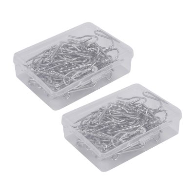 100 Pack Metal Curtain Hooks Drapery Hook Pins with Clear Box for Window Curtain, Door Curtain and Shower Curtain