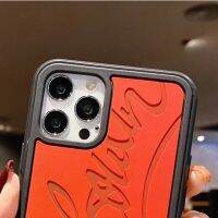 (Bishop Belle)รองเท้าผ้าใบสีแดงลายนูนรูป3D หรูหรา,เคสโทรศัพท์เจลซิลิกาสำหรับ Iphone 14Promax 7 8 Plus 13 12 11 Pro X XS XR ปกสูงสุด