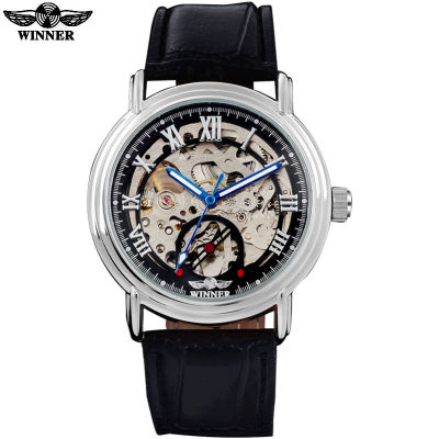 WINNER New Arrival Fashion And Casual Skeleton Design Men Watches Automatic Self-Wind Leather Strap Mutli-color Watches