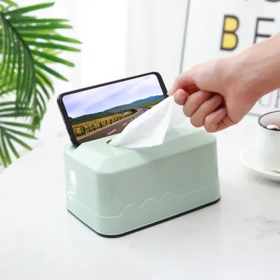 MUJI High-end Tissue box household paper box bedroom toilet paper box living room tea table plastic multifunctional storage box mobile phone holder  Original