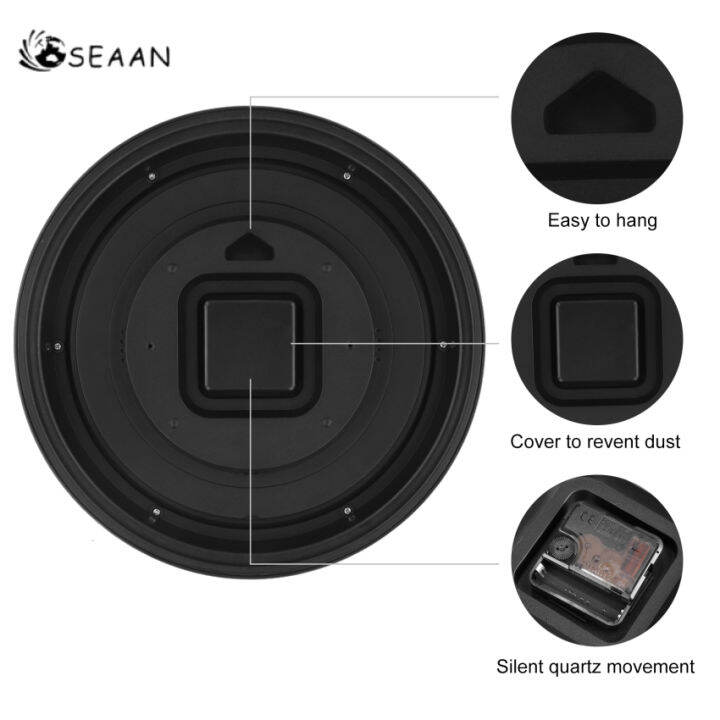นาฬิกาแขวนผนังพร้อมความชื้นและอุณหภูมิวินเทจเงียบ30ซม-ตัวเลขโรมันควอตซ์แบตเตอรี่ขนาดใหญ่ใช้งานง่ายสำหรับห้องบ้านห้องครัวสำนักงานห้องนอนโรงเรียน