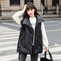 Turn Down Collar Womens Autumn Winter Vest Solid Zipper Pockets Ladies Loose Sleeveless Jacket Thick Vests Waistcoat Female