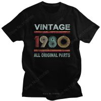 Classic Vintage Born In 1980 T-shirt Men Short Sleeve All l Parts Tee Shirt 40 Years Old 40th Birthday Gift Cotton Tshirt  3E32