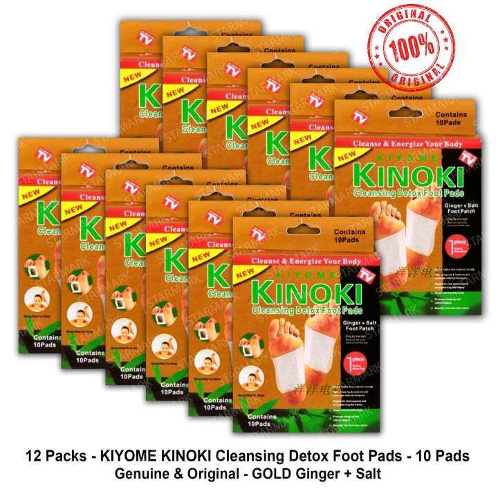Kiyome Kinoki Detox Foot Pads GOLD Ginger plus Salt 10 pads each pack Authentic Set of 12