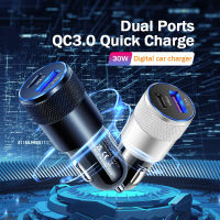 Topdigit 30W USB + Type-C QC3.0 PD ปืนใหญ่เหล็กขนาดเล็กชาร์จเร็วที่ชาร์จแบตในรถ3.1A อะลูมิเนียมอัลลอยโลหะที่ชาร์จแบตในรถเครื่องชาร์จโทรศัพท์ในรถมือถือ