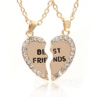 Friendship Pendant Love Necklace Best Friend Rhinestone Necklace - 1pair Love Heart - Aliexpress