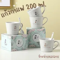 ชุดแก้วกาแฟ (คละลาย) แก้วเซรามิก แก้วกาแฟมินิมอล พร้อมช้อน แก้วน้ำดื่ม ของฝาก ของชำร่วย