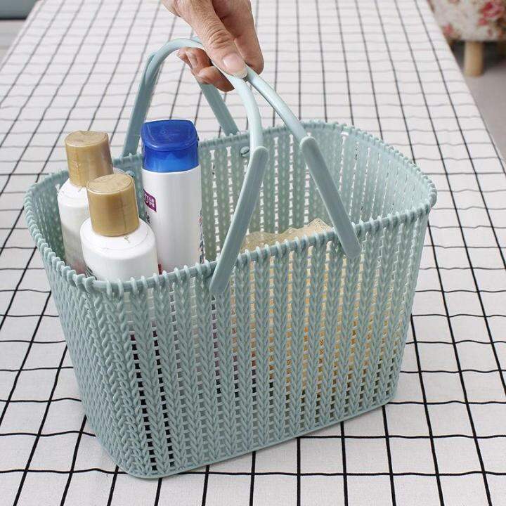 Portable bath basket bath basket toiletries Korea cute bath blue