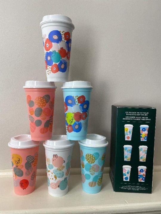 Starbucks US 2020 Spring Limited Edition Set of 6 Reusable Hot