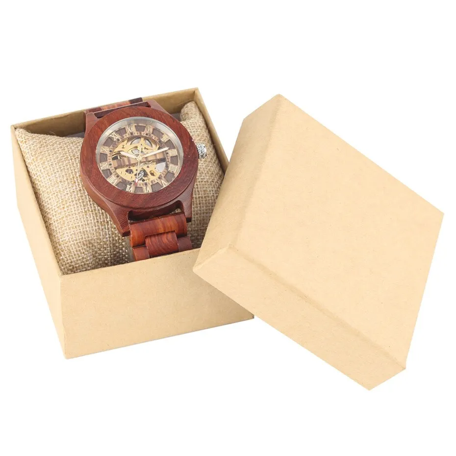 Self winding wood outlet watch