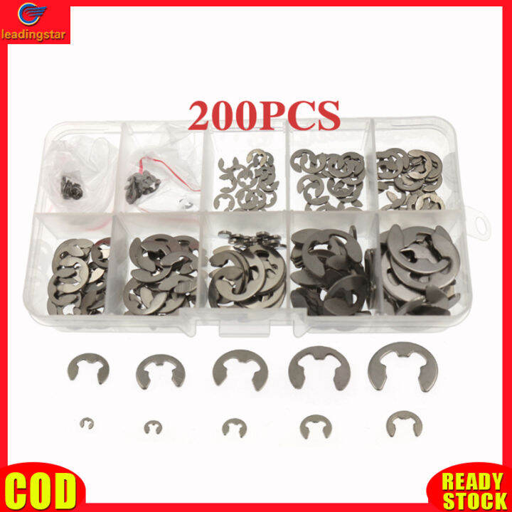 leadingstar-rc-authentic-120-200-pcs-stainless-steel-e-clip-washer-assortment-kit-circlip-retaining-ring-for-shaft-fastener-m1-5-m10