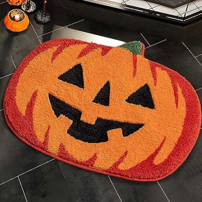 Bathroom Decor Fall Pumpkin Bathroom Rugs Non Microfiber Washable Absorbent Carpet Autumn Home Decoration