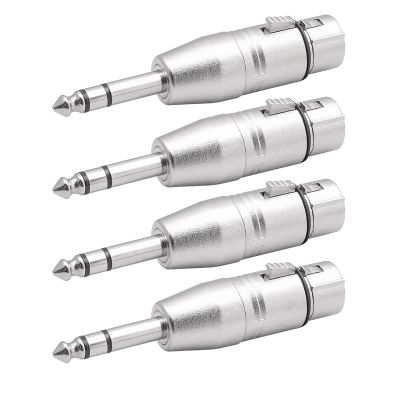4 Piece XLR Female To 6.35mm Adapter Balanced Female XLR To 6.35mm Male Microphone Adapter Easy Install Easy To Use