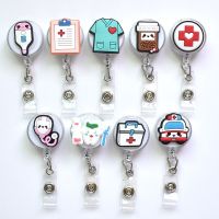 New 1 Piece High Quality Silicone Retractable Doctor Nurse Badge Holder Reel Cute Cartoon ID Card Holder Keychains Card Holders