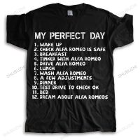 Mens Luxury Crew คอเสื้อยืดยี่ห้อสีดำ Teeshirt My Perfect Day Alfa Romeo ผ้าฝ้ายคุณภาพสูง Tee-เสื้อชาย Tees Top เสื้อยืดคุณภาพสูง