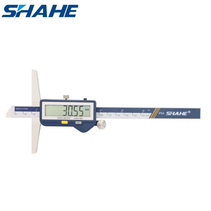 shahe-เครื่องวัดขนาดความลึกดิจิตอลไร้สายสเตนเลสสตีลในตัว150-200-300เครื่องมือวัดไมโครมิเตอร์เวอเนียวัดขนาดของดิจิตอล