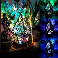 Wooden LED Projection Lamp Colorful Diamond Multipurpose Polar Star Floor Lamp Bohemian Decor Night Light