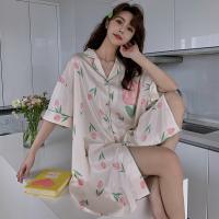 womens summer ice silk th sexy ghtdress pure dre iatn silk large size loose cardigan home service --SY2381♟