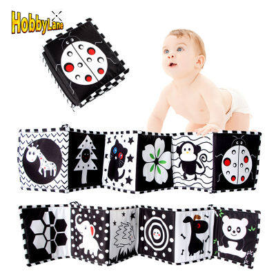 HobbyLane Baby Black White Cloth Book For Early Education Bed Surround Soft Cloth Book With Different Color Animal Plant Pattern