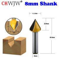 CHWJW 1PC 8mm Shank 60 ° V-Groove Router Bit－1/2－W X 5/8－H เครื่องตัดไม้ Tenon Cutter สําหรับเครื่องมืองานไม้