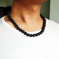 【DT】hot！ Men Necklace 6mm 8mm Volcanic Stone Choker Beads Chains Jewelry collier Dropshipping