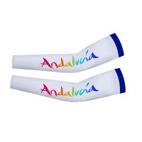 2022 White Andalucia Breathable UV Protection Running Arm Sleeves Fitness Basketball Elbow Pad Sport Cycling Arm Warmers