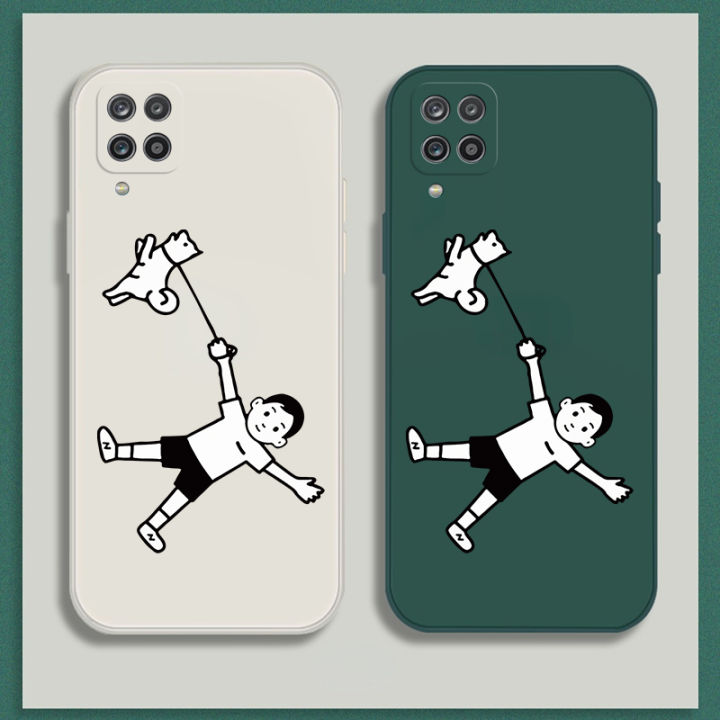 เคส-samsung-galaxy-f12-case-การ์ตูนด็อก-เคสกันกระแทกซิลิโคนเหลวแบบเต็มรูปแบบต้นฉบับสี่เหลี่ยมจัตุรัสตัวป้องกันกล้องด้านหลัง