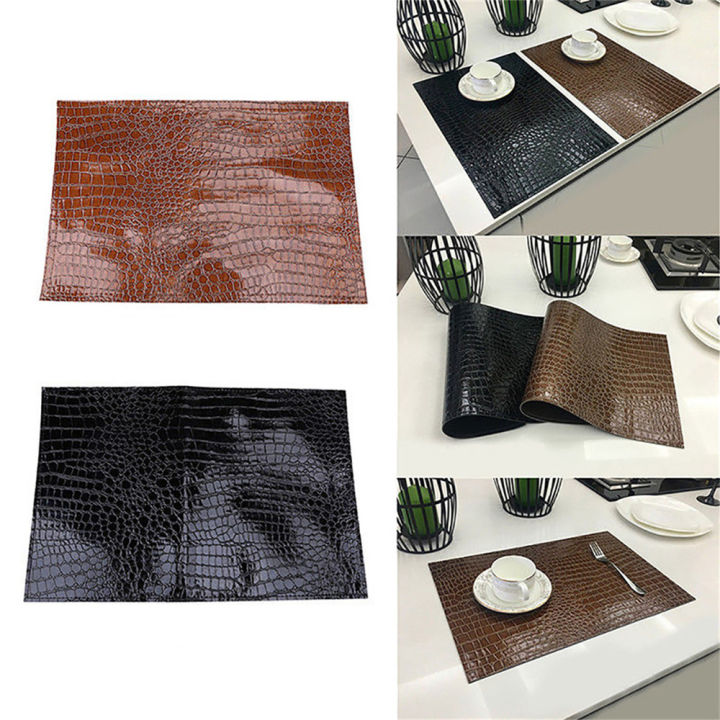 insulation-pad-mat-decorative-coffee-coasters-pu-leather-placemat-european-style-crocodile-pattern-table-mat-rectangle-placemat