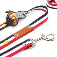 Dog Harness Leash 2pcs Sets Fashion Bear Bee Embroidery Teddy Collar Walking Rope Chain for Small Pupply Dogs Accessories