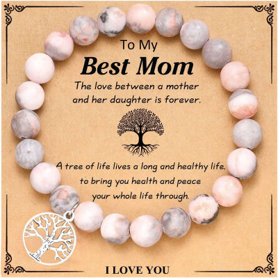 Natural Stone Best Mom Bracelet Gifts for Women,thank You Gifts for Mom Meaningful Gifts for Women with Gift Message Card
