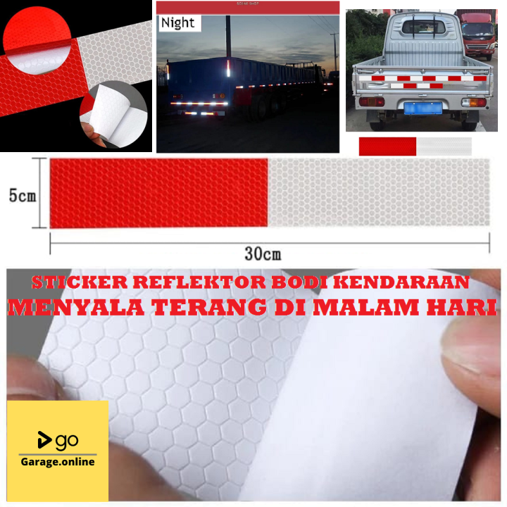 Sticker reflektor Safety Reflective Stiker Mata Kucing Merah Putih ...