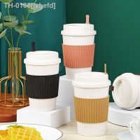 ✉☽ ivhefd Copos De Café Reutilizáveis com Tampas Palha Trigo Copo Portátil Lavadora Louça Segura Friendly Caneca Chá Espresso