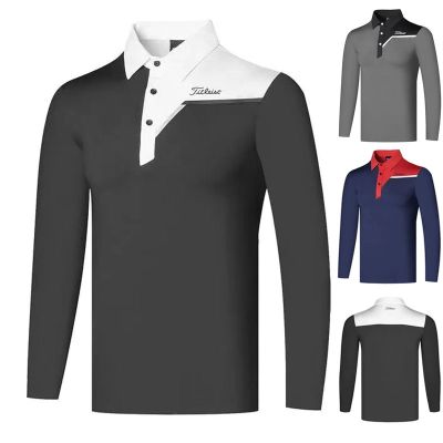 Golf clothing mens long-sleeved outdoor sports sweat-absorbing quick-drying breathable polo shirt T-shirt casual loose jersey TaylorMade1 Malbon DESCENNTE PING1 SOUTHCAPE Odyssey XXIO W.ANGLE✿✘▨