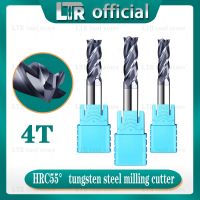 เครื่องตัดปลายเหล็กทังสเตนแข็ง HRC55 เครื่องตัดปลายมิลลิ่ง 4 ร่องเคลือบ TIAIN 4mm 6mm 8mm10mm เครื่องตัดโลหะ