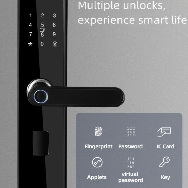 ล็อคประตูกับอิเล็กทรอนิกส์อัจฉริยะ-ลายนิ้วมือไบโอเมตริกซ์-การ์ด-ic-รหัสผ่าน-ปลดล็อคกุญแจ-ค่าใช้จ่ายฉุกเฉิน-usb