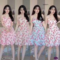 MM18339 เดรสสั้นสายเดี่ยว กระโฑปรงระบาย 3 ชั้น .short one-shoulder dress A 3-tiered cylindrical jar ..