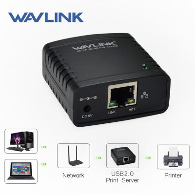 wavlink usb 2 . 0 port lpr เครื่องพิมพ์ server mft พิมพ์และ 10/100 mbps ethernet port sharing อะแดปเตอร์อินเตอร์เน็ตไร้สาย