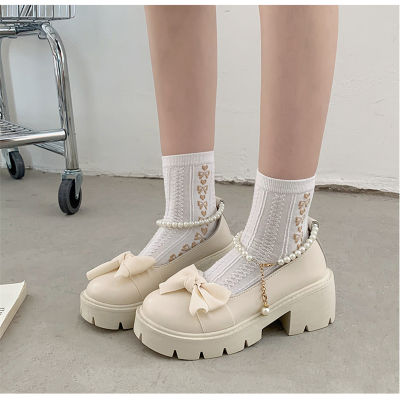 [ส่งเร็วพิเศษ!] ญี่ปุ่นรองเท้าหนังขนาดเล็กผู้หญิง 2022 ฤดูร้อนบางย้อนยุคโบว์แมรี่เจนรองเท้าเดียวอ่อนโยนสวมshoes（พรีออเดอร์）