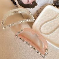 Korean Jelly Color Large Grip Fashion High-Grade Diamond-Embedded Shark Clip Semi-Curved Hair Clip Womens Hair Volume