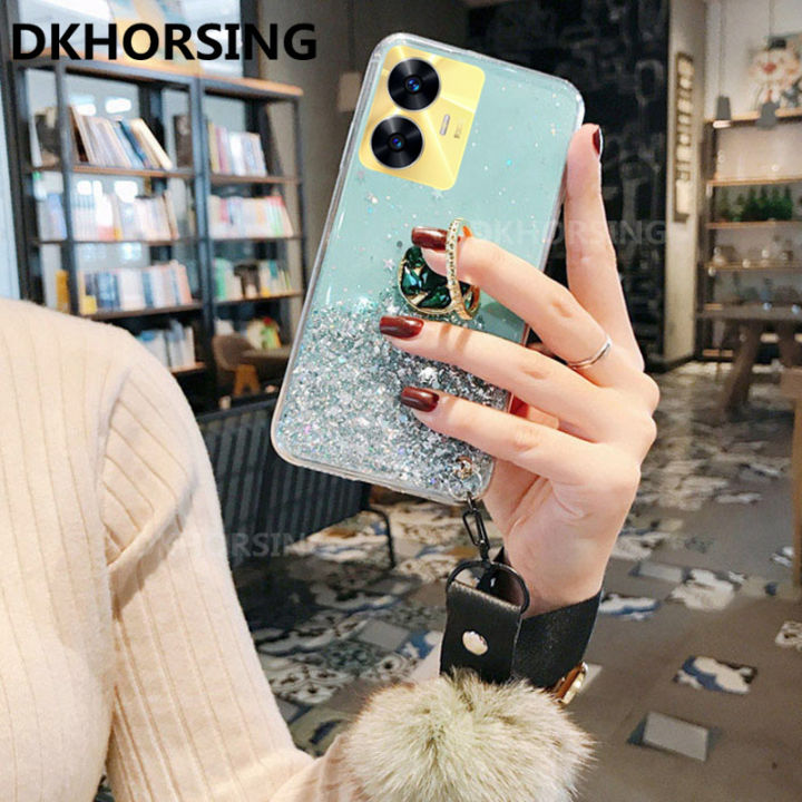 dkhorsing-เคสโทรศัพท์-ins-สำหรับ-realme-c55เคส-c55nfc-realme-10t-5g-ใสดูหรูหรามีกลิตเตอร์สเปซสตาร์ซอฟต์เคส-realmec55-2023-nfc-พร้อมแหวนออกกำลังกายพลอยเทียมสายคล้องมือ