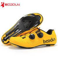 Boodun Carbon Fiber Road Cycling Shoes Black Red Yellow Double Spine Buckle Ultralight Bicycle Shoes Self-Locking Bike Sneaker