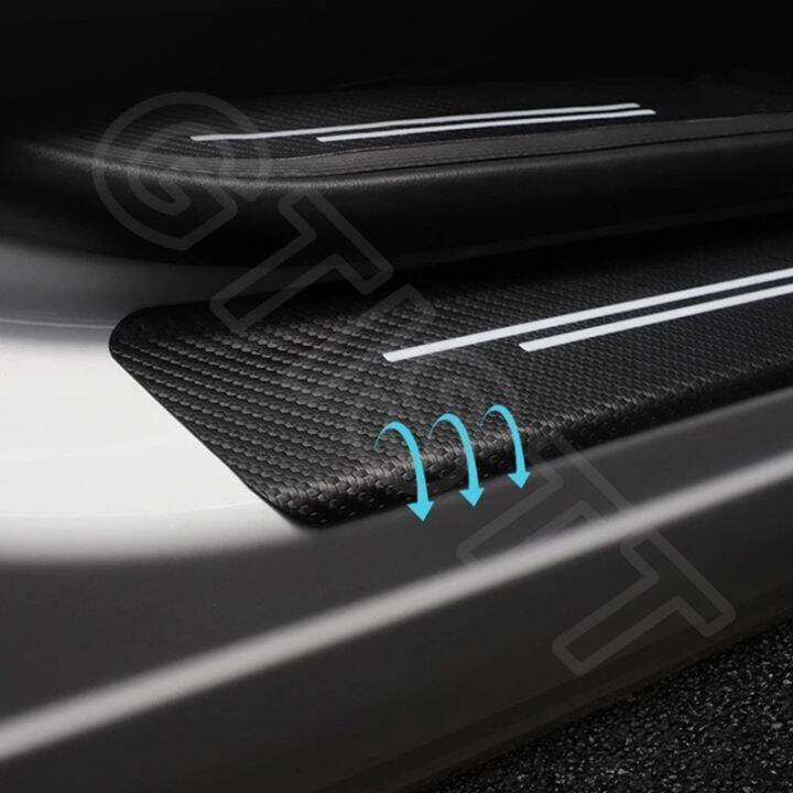 hot-gtistt-4ชิ้น-คาร์บอนไฟเบอร์-กันรอยประตูรถยนต์-carbon-fiber-แผ่นกันรอยประตูรถยน-สติ๊กเกอร์ติดรถ-สำหรับ-nissan-march-almera-kicks-note-qashqai-terra-sylphy-titan-navara-x-trail